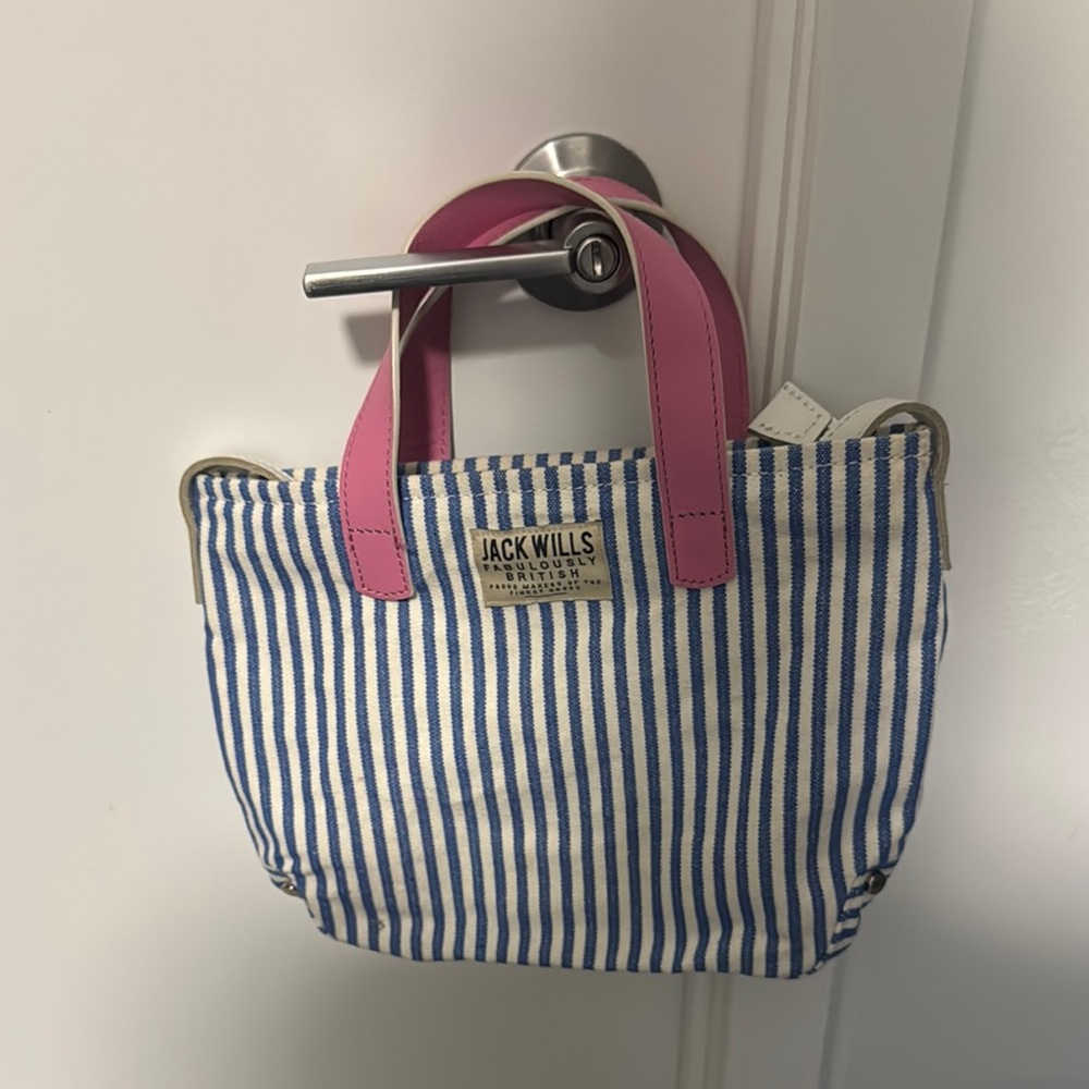 Jack Wills Striped Tote with Pink Handles